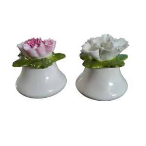 VTG Aynsley Fine Bone China Salt & Pepper Shakers, Pink & White Carnation